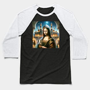 Mona Lisa's Ramadan Reflection: Cultural Fusion Baseball T-Shirt